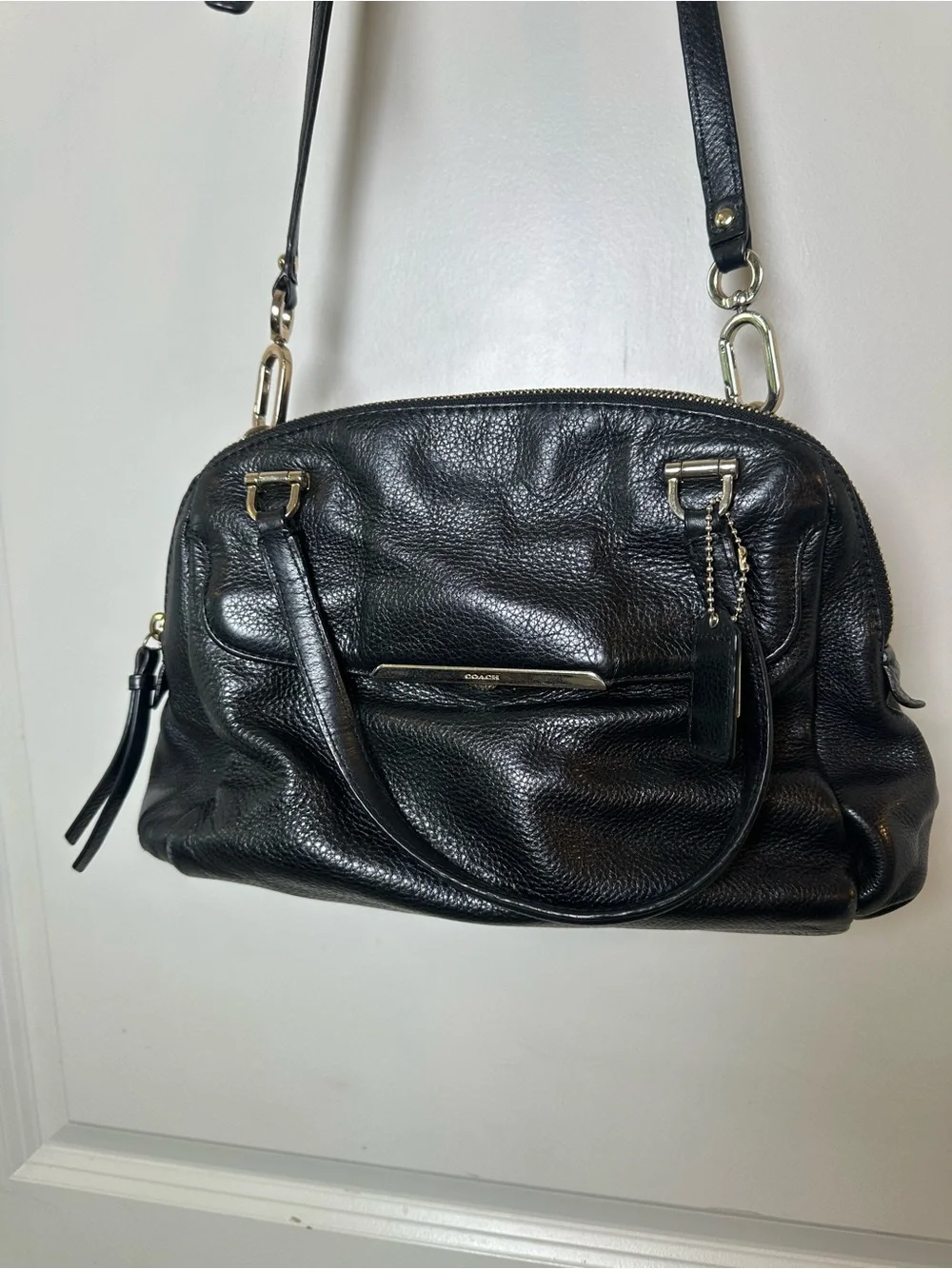 COACH Madison Embossed Leather Georgie Shoulder Crossbody Black Bag